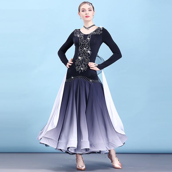 

women ballroom dance dress black long sleeve elegant dancing costume waltz tango ballroom competition dance dresses, Black;red