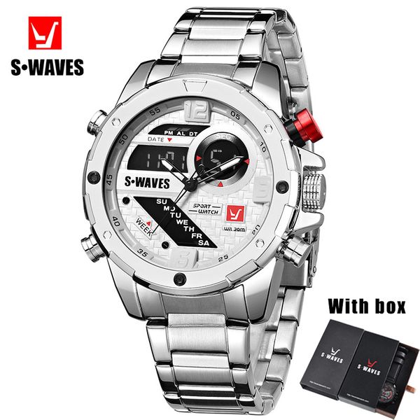 luxuryswaves mens watches with box dual display waterproof military stainless steel watch men luxury digital analog relogios masculino, Slivery;brown
luxuryswaves mens watches with box dual display waterproof military stainless steel watch men luxury digital analog relogios masculino, Slivery;brown