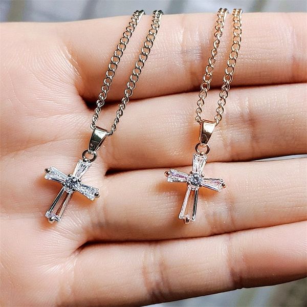 vkme rose gold color cross pendant necklaces for woman crystal pendant cubic zirconia long necklace bijoux jewelry wholesale, Silver
vkme rose gold color cross pendant necklaces for woman crystal pendant cubic zirconia long necklace bijoux jewelry wholesale, Silver