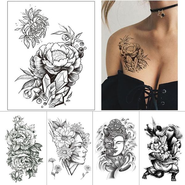 1 piece black ink temporary tattoo sticker rose peony flower waterproof tattoo buddha warrior arm thigh body art
1 piece black ink temporary tattoo sticker rose peony flower waterproof tattoo buddha warrior arm thigh body art