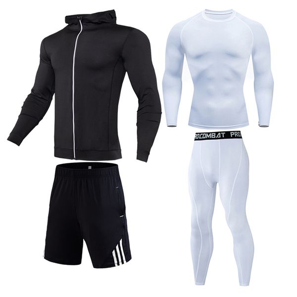new men's running tights gym clothing 4 piece set leggings sport fitness cycling tracksuit compression underwear hoodie suits, Black;blue
new men's running tights gym clothing 4 piece set leggings sport fitness cycling tracksuit compression underwear hoodie suits, Black;blue