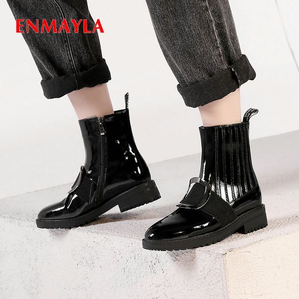 enmayla 2019 winter boots women motorcycle boots patent leather high heel round toe elastic band women shoes 34-42, Black
enmayla 2019 winter boots women motorcycle boots patent leather high heel round toe elastic band women shoes 34-42, Black