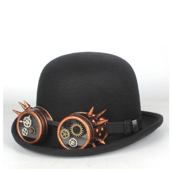 women men black wool steampunk bowler hat er steampunk hat with gear glasses hats fedora magician billycock groom, Blue;gray
women men black wool steampunk bowler hat er steampunk hat with gear glasses hats fedora magician billycock groom, Blue;gray