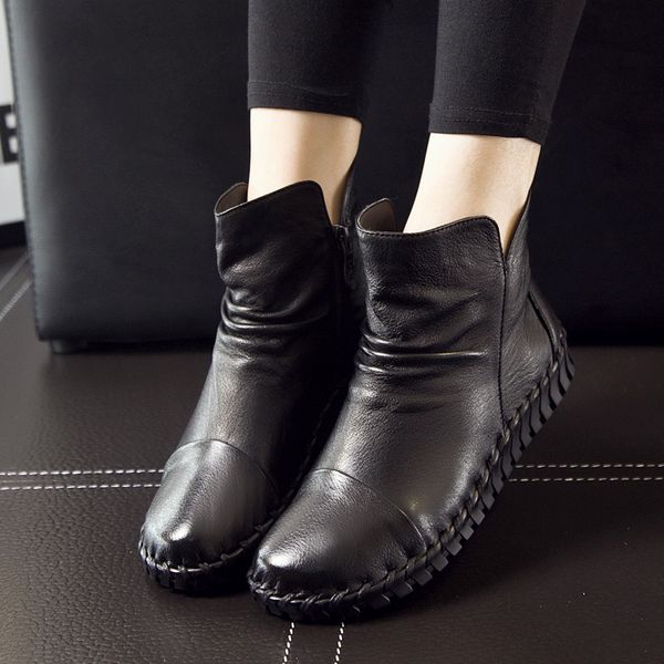 2020 new first layer cow leather soft sole soft surface mother's shoes pregnant women's shoes woven bottom boots women, Black
2020 new first layer cow leather soft sole soft surface mother's shoes pregnant women's shoes woven bottom boots women, Black
