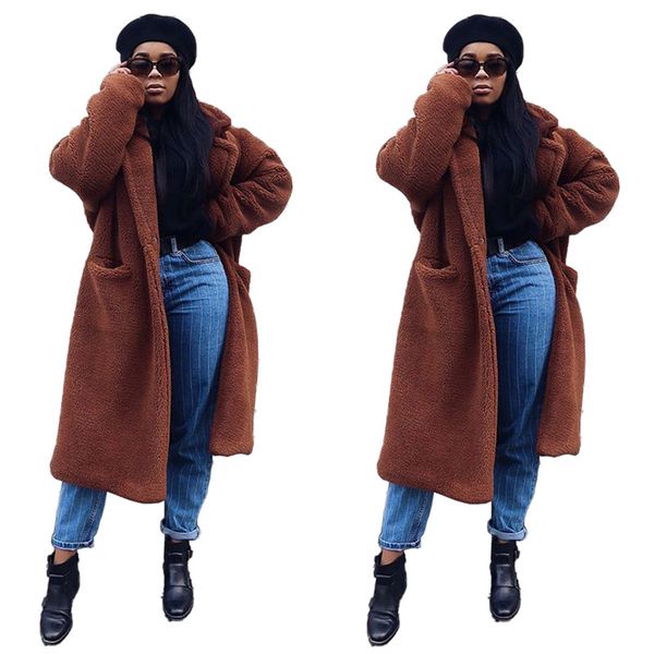 solid color women winter coats plush elegant loose long sleeved lapel neck x-long thick coats fashion women coats, Black
solid color women winter coats plush elegant loose long sleeved lapel neck x-long thick coats fashion women coats, Black