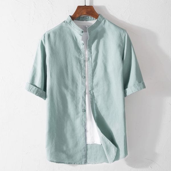 2019 cotton and linen shirt men half-sleeved stand collar shirts for men fashion shirt brand solid shirts male -5xl chemise, White;black
2019 cotton and linen shirt men half-sleeved stand collar shirts for men fashion shirt brand solid shirts male -5xl chemise, White;black