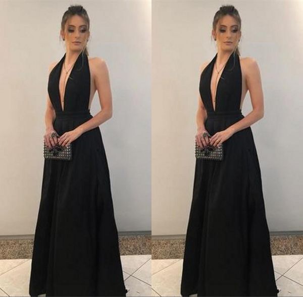 Simple Design Special Occasion Dresses Cheap Black Prom Dresses Halter Sleeveless Backless Evening Dresses Sweep Train A-Line Deep V Neck
Simple Design Special Occasion Dresses Cheap Black Prom Dresses Halter Sleeveless Backless Evening Dresses Sweep Train A-Line Deep V Neck