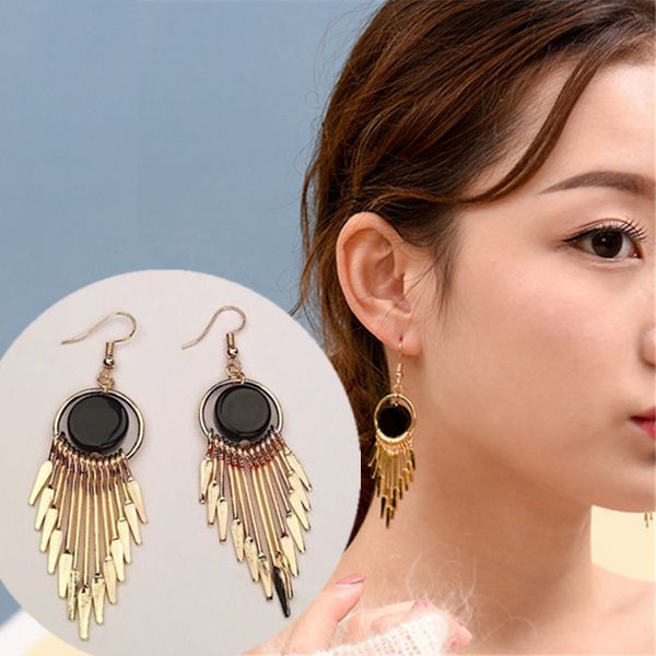 2018 new fashion black round metal circle brincos oorbellen long statement metal strips tassel drop earrings women jewelry, Silver
2018 new fashion black round metal circle brincos oorbellen long statement metal strips tassel drop earrings women jewelry, Silver