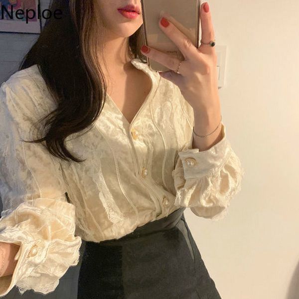 neploe korean ins v neck velet long sleeve blouse lace patchwork single breast blusas temperament spring autumn shirt 2020 47152, White
neploe korean ins v neck velet long sleeve blouse lace patchwork single breast blusas temperament spring autumn shirt 2020 47152, White