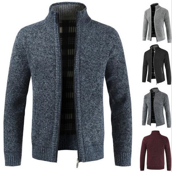 2019 autumn winter zipper knitted cardigans man long sleeve stand collar jacket sweater male cardigan plus size coat outwear, White;black
2019 autumn winter zipper knitted cardigans man long sleeve stand collar jacket sweater male cardigan plus size coat outwear, White;black
