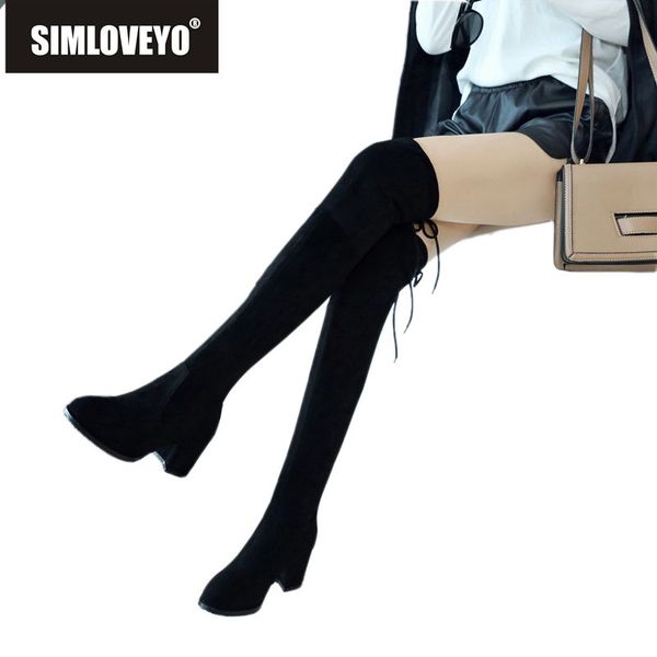 simloveyo thigh high boots round toe knee high boots lace-up med heel casual solid plus size flock botas feminina b1036, Black
simloveyo thigh high boots round toe knee high boots lace-up med heel casual solid plus size flock botas feminina b1036, Black