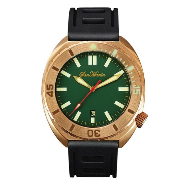 san martin men bronze automatic watches sapphire crystal 500m meters resistant bronze buckle rubber starp male diving wristwatch, Slivery;brown
san martin men bronze automatic watches sapphire crystal 500m meters resistant bronze buckle rubber starp male diving wristwatch, Slivery;brown
