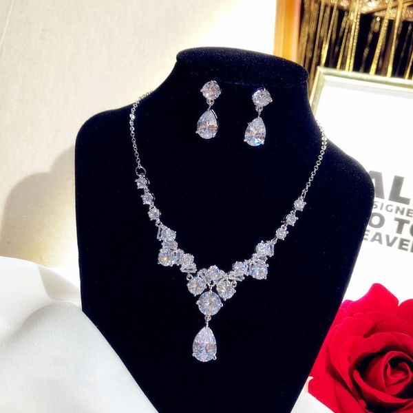 fine jewelry sets for women cubic zirconia water drop necklaces pendants drop earrings bridal wedding luxury accessories, Black
fine jewelry sets for women cubic zirconia water drop necklaces pendants drop earrings bridal wedding luxury accessories, Black