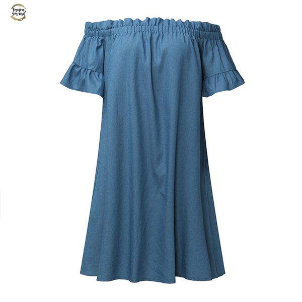 dress casual plus size womens off the shoulder bardot denim shirts dress slash neck dresses 2019 d0435, Black;gray
dress casual plus size womens off the shoulder bardot denim shirts dress slash neck dresses 2019 d0435, Black;gray
