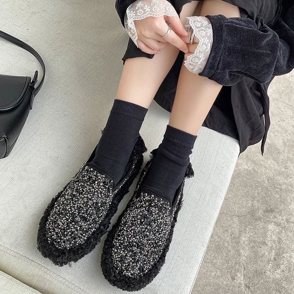 lamb fur shoes women autumn and winter 2019 new flat bottom wild fashion wear plus velvet lazy peas shoes z184, Black
lamb fur shoes women autumn and winter 2019 new flat bottom wild fashion wear plus velvet lazy peas shoes z184, Black