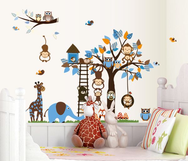 retail 95*185cm kids monkey wall stickers for nursery room cartoon owl tree wall stickers wall papers decorative home decor party supply
retail 95*185cm kids monkey wall stickers for nursery room cartoon owl tree wall stickers wall papers decorative home decor party supply