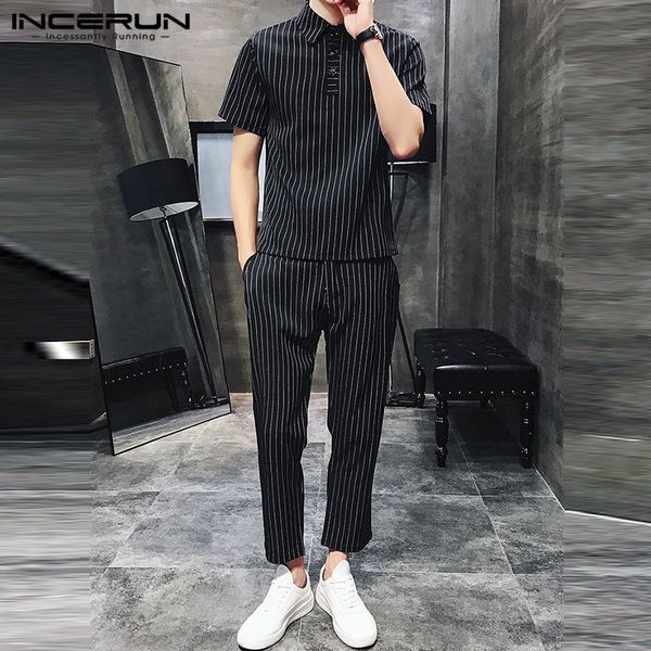 men's tracksuits incerun men fashion striped sets short sleeve lapel shirts elastic waist pants summer vintage casual suits 2 pieces s-, Gray
men's tracksuits incerun men fashion striped sets short sleeve lapel shirts elastic waist pants summer vintage casual suits 2 pieces s-, Gray