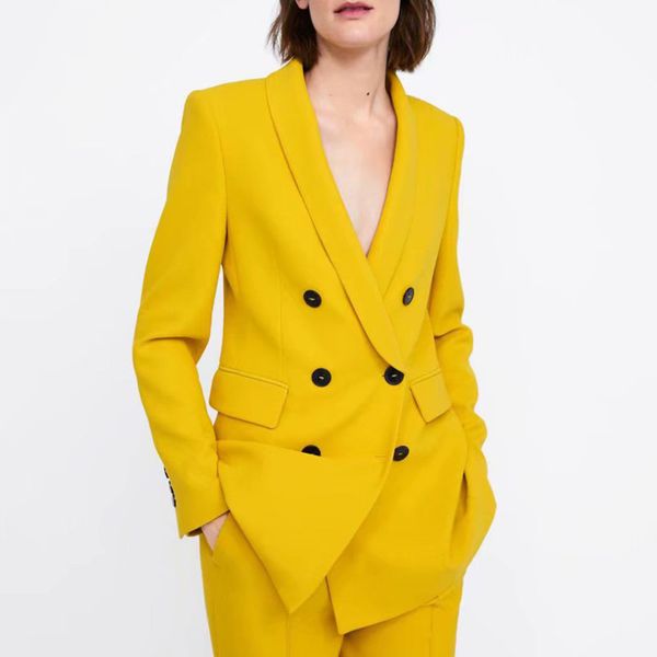 tvvovvin women style yellow blazer pockets double breasted long sleeve office wear coat solid female casual outerwear 9012, White;black
tvvovvin women style yellow blazer pockets double breasted long sleeve office wear coat solid female casual outerwear 9012, White;black
