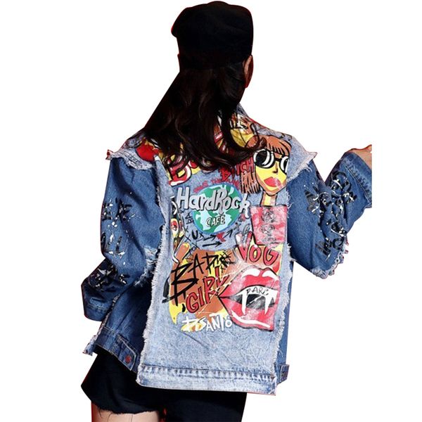 qing mo women patchwork scrawl pattern denim jacket 2018 autumn women cartoon letter printing denim coat dq37a, Black;brown
qing mo women patchwork scrawl pattern denim jacket 2018 autumn women cartoon letter printing denim coat dq37a, Black;brown