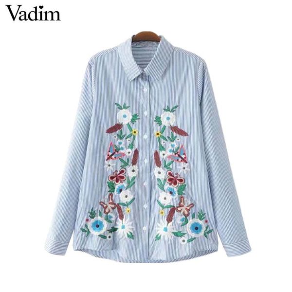 vadim women casual striped print blouse embroidery turn down collar long sleeve shirts female chic blusas lb180, White
vadim women casual striped print blouse embroidery turn down collar long sleeve shirts female chic blusas lb180, White