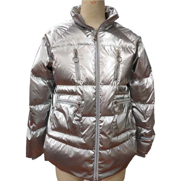 new fluorescent light metal shiny silver winter women duck down jacket coat, Black
new fluorescent light metal shiny silver winter women duck down jacket coat, Black