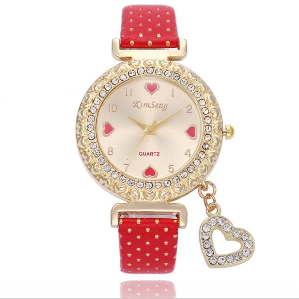 women watches leather stripe quartz watch love heart pendant gold watches rhinestone bracelet watch reloj de mujer, Slivery;brown
women watches leather stripe quartz watch love heart pendant gold watches rhinestone bracelet watch reloj de mujer, Slivery;brown