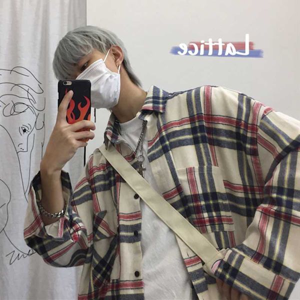 retro hiphop plaid cotton men shirt loose casual long sleeve button shirts koszula meska stylish korean men clothes new mm60ncs, White;black
retro hiphop plaid cotton men shirt loose casual long sleeve button shirts koszula meska stylish korean men clothes new mm60ncs, White;black