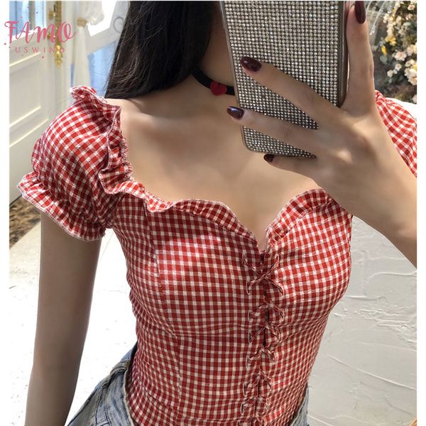 v collar women crop t shirts summer ladies short sleeve ruffle knot lace up tees pullovers street femme clothes, White
v collar women crop t shirts summer ladies short sleeve ruffle knot lace up tees pullovers street femme clothes, White