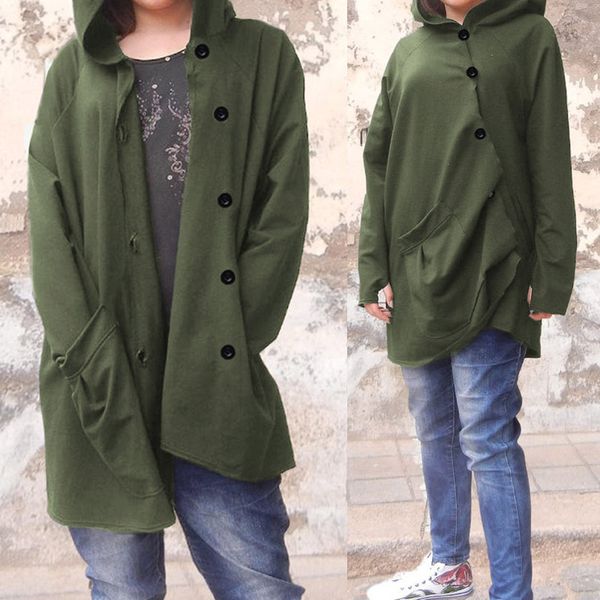 women's irregular coats fashion hoodies jackets celmia 2019 autumn long sleeve button long casual loose outerwear plus size, Black;brown
women's irregular coats fashion hoodies jackets celmia 2019 autumn long sleeve button long casual loose outerwear plus size, Black;brown