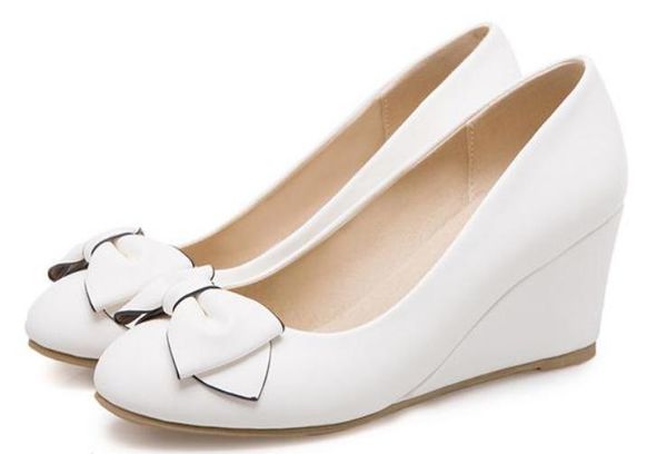 2019 women's shoes in spring and autumn with new style slope heel round head bowknot@2185, Black
2019 women's shoes in spring and autumn with new style slope heel round head bowknot@2185, Black