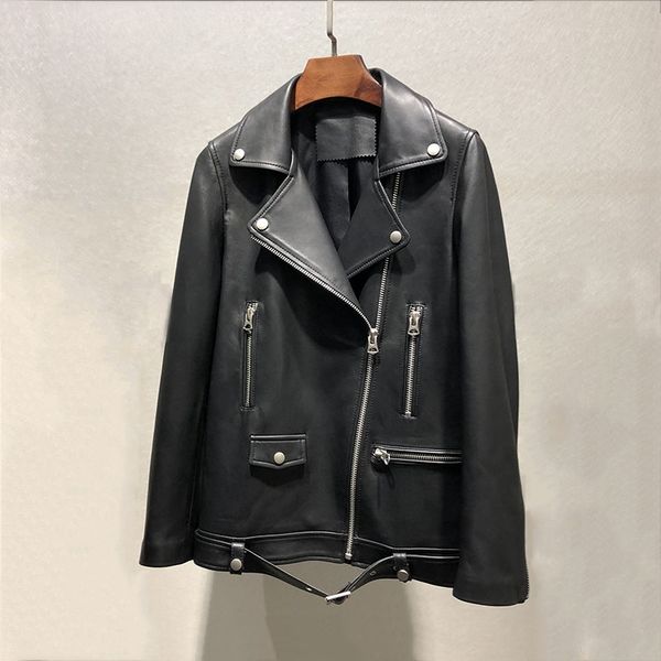women's leather & faux 2021 autumn loose fit style garment classic100% lambskin overcoat solid biker jacket lady zip up bomber coat, Black
women's leather & faux 2021 autumn loose fit style garment classic100% lambskin overcoat solid biker jacket lady zip up bomber coat, Black