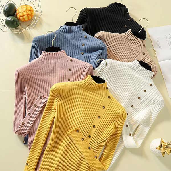new fashion button turtleneck sweater women spring autumn solid knitted pullover women slim soft jumper sweater female knit, White;black
new fashion button turtleneck sweater women spring autumn solid knitted pullover women slim soft jumper sweater female knit, White;black