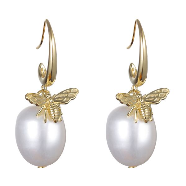 925 sterling silver jewelry gold plated animal buzzy bee freshwater pearl dangle drop earrings party jewelry accessories gifts, Golden;silver
925 sterling silver jewelry gold plated animal buzzy bee freshwater pearl dangle drop earrings party jewelry accessories gifts, Golden;silver