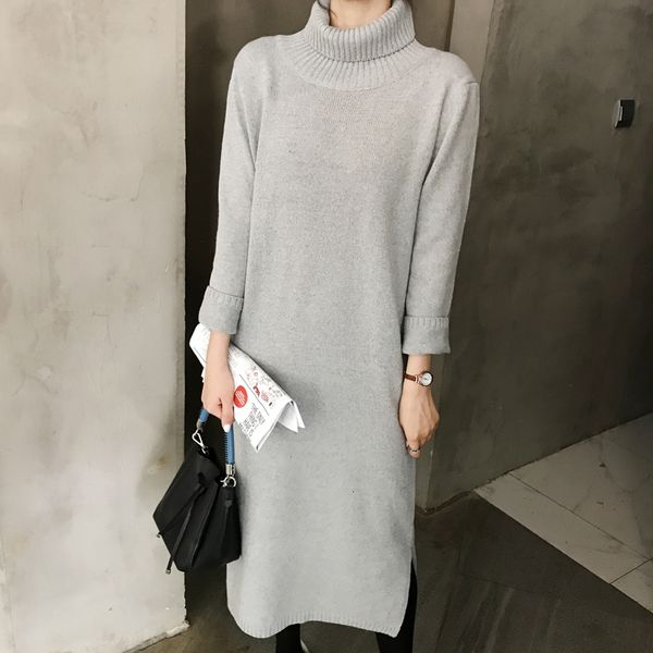 fall fashion 2019 gray black knitted turtleneck sweater dress chunky sweater slit, White;black
fall fashion 2019 gray black knitted turtleneck sweater dress chunky sweater slit, White;black