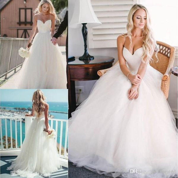 elegant ivory a-line wedding dress with lace appliques summer beach long wedding gowns tulle spaghetti straps neckline bridal dresses, White
elegant ivory a-line wedding dress with lace appliques summer beach long wedding gowns tulle spaghetti straps neckline bridal dresses, White