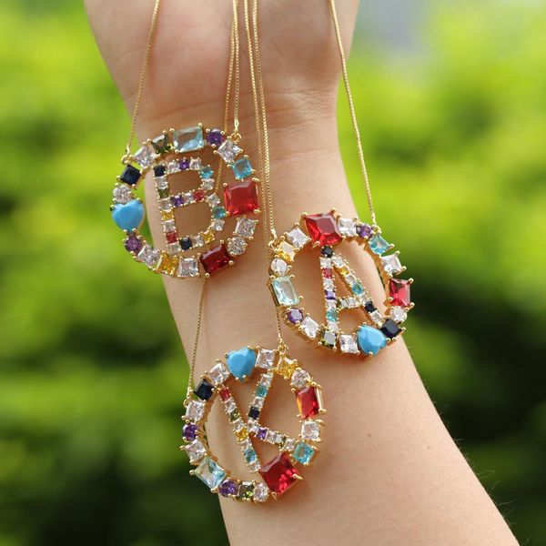 1pcs style gold color micro pave rainbow cz cubic zirconia a-z initials letter pendant necklaces for women jewelry, Black
1pcs style gold color micro pave rainbow cz cubic zirconia a-z initials letter pendant necklaces for women jewelry, Black