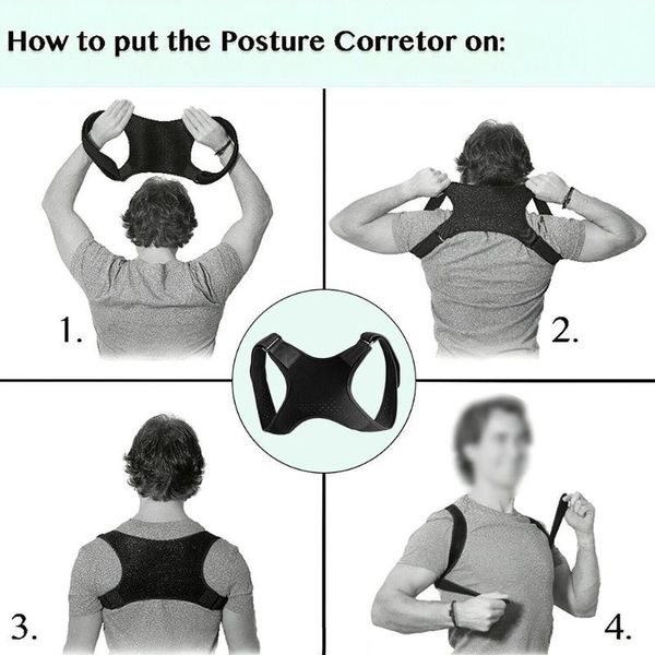 back support men women adjustable elastic reduce fatigue shoulder black brace pain relief posture corrector belt, Black;blue
back support men women adjustable elastic reduce fatigue shoulder black brace pain relief posture corrector belt, Black;blue