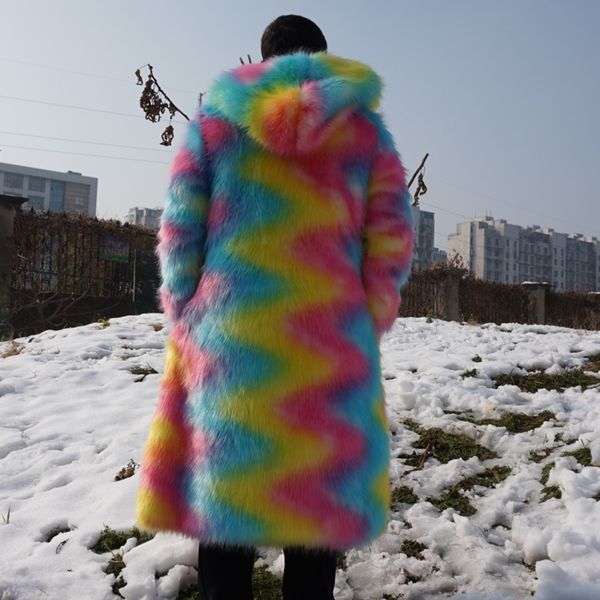 autumn winter hooded rainbow maxi long faux fur coat for men festival colorful fake fur hoodies coats men's disco clothes jacket, Black
autumn winter hooded rainbow maxi long faux fur coat for men festival colorful fake fur hoodies coats men's disco clothes jacket, Black
