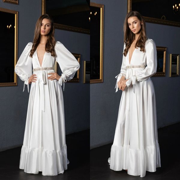 2020 silk satin bridal robes long sleeve bathrobe women lingerie nightgown pajamas sleepwear women's luxury gowns housecoat beaded, White
2020 silk satin bridal robes long sleeve bathrobe women lingerie nightgown pajamas sleepwear women's luxury gowns housecoat beaded, White