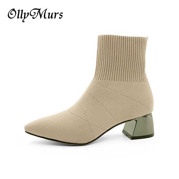 ollymurs women's boots pointed toe elastic ankle boots thick heel mid heel shoes woman female socks 2020 spring 80999-1, Black 
ollymurs women's boots pointed toe elastic ankle boots thick heel mid heel shoes woman female socks 2020 spring 80999-1, Black