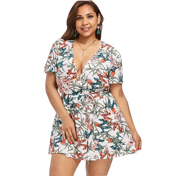 womens deep v neck bodysuit playsuit split sleeve printed flower summer shorts jumpsuit rompers for ladies large size 2019, Black;white
womens deep v neck bodysuit playsuit split sleeve printed flower summer shorts jumpsuit rompers for ladies large size 2019, Black;white