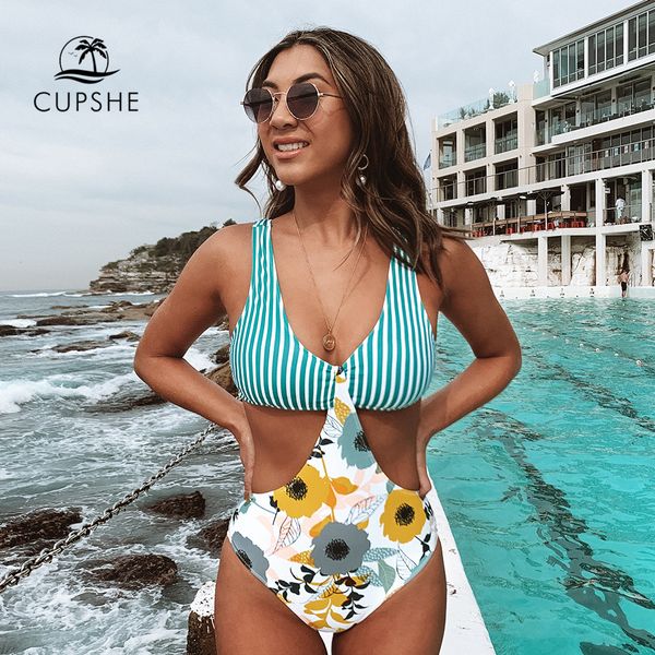 cupshe aqua striped and floral cut out one-piece swimsuit high cut women monokini 2020 girls beach bathing suits swimwear, White;black
cupshe aqua striped and floral cut out one-piece swimsuit high cut women monokini 2020 girls beach bathing suits swimwear, White;black