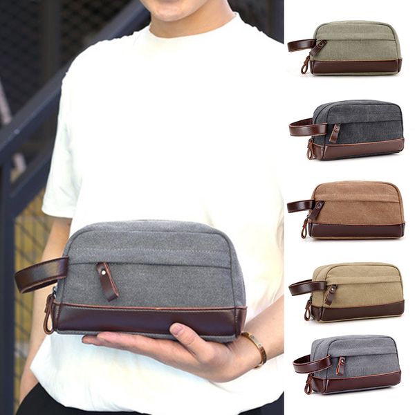 men travel toiletry bag canvas leather makeup organizer shaving storage pouch c55