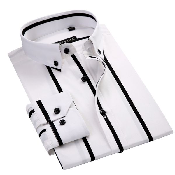 100% cotton comfortable black stripe white color business men dress shirts button-down collar slim fit smart casual men shirts, White;black
100% cotton comfortable black stripe white color business men dress shirts button-down collar slim fit smart casual men shirts, White;black