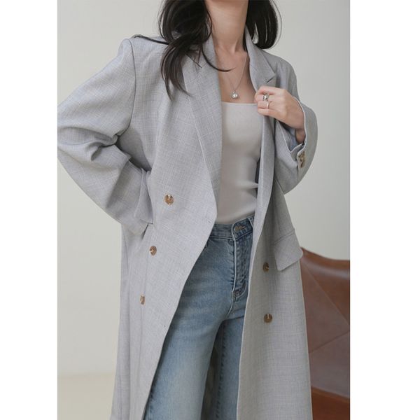 women's suits & blazers vintage plaid blazer women double breasted oversized jacket office lady notched collar long mujer coat high qua, White;black
women's suits & blazers vintage plaid blazer women double breasted oversized jacket office lady notched collar long mujer coat high qua, White;black