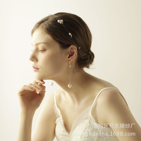 le liin bride big pearl hair vine earrings sets wedding hair accessories, Golden;white
le liin bride big pearl hair vine earrings sets wedding hair accessories, Golden;white