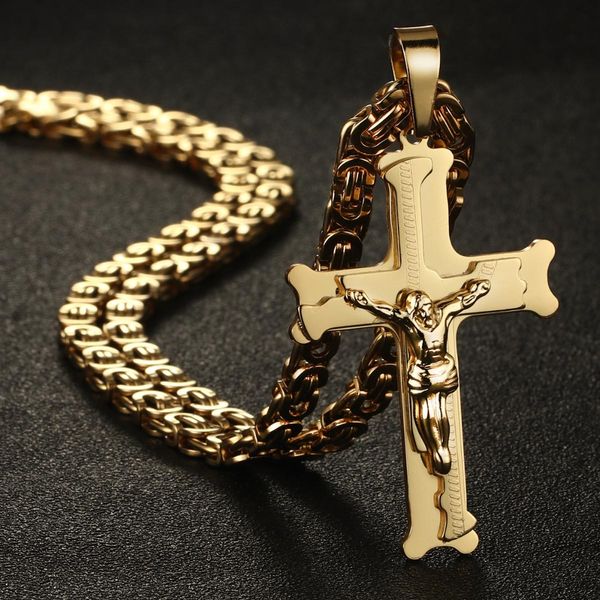 stainless steel christs crucifix jesus cross pendants necklaces gold silver tone long byzantine link chains men jewelry nc014
stainless steel christs crucifix jesus cross pendants necklaces gold silver tone long byzantine link chains men jewelry nc014