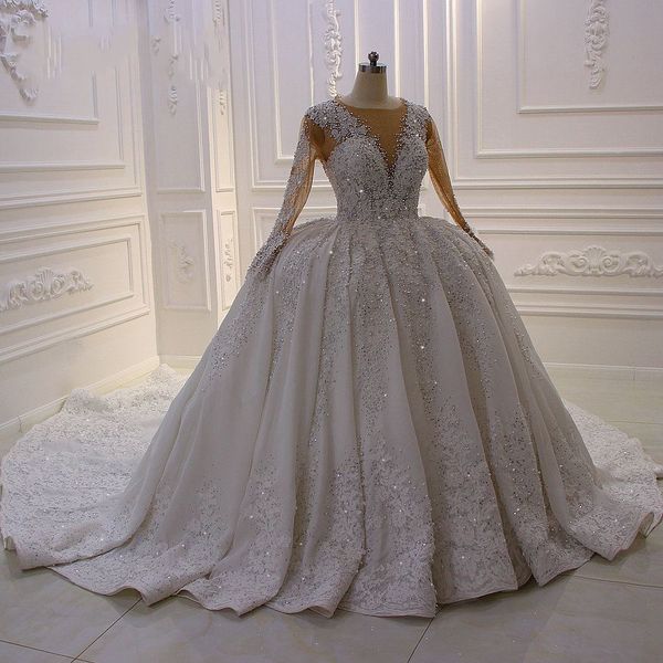 lace arabic 2019 wedding dresses beaded long sleeve ball gown tulle bridal dresses vintage wedding gowns custom made, White
lace arabic 2019 wedding dresses beaded long sleeve ball gown tulle bridal dresses vintage wedding gowns custom made, White