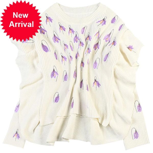 europe fall long sleeve flower embroider wood ruffles o-neck loose knit shirt women 2019 christmas korean pullover, White;black
europe fall long sleeve flower embroider wood ruffles o-neck loose knit shirt women 2019 christmas korean pullover, White;black