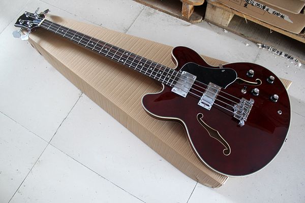 4 strings Semi-hollow Red-brown Electric Bass Guitar with Black Pickguard,Chrome hardware,Rosewood fingerboard,offer customize
4 strings Semi-hollow Red-brown Electric Bass Guitar with Black Pickguard,Chrome hardware,Rosewood fingerboard,offer customize